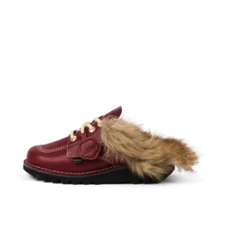 Adult Unisex Kick Mule Fur Mains Red