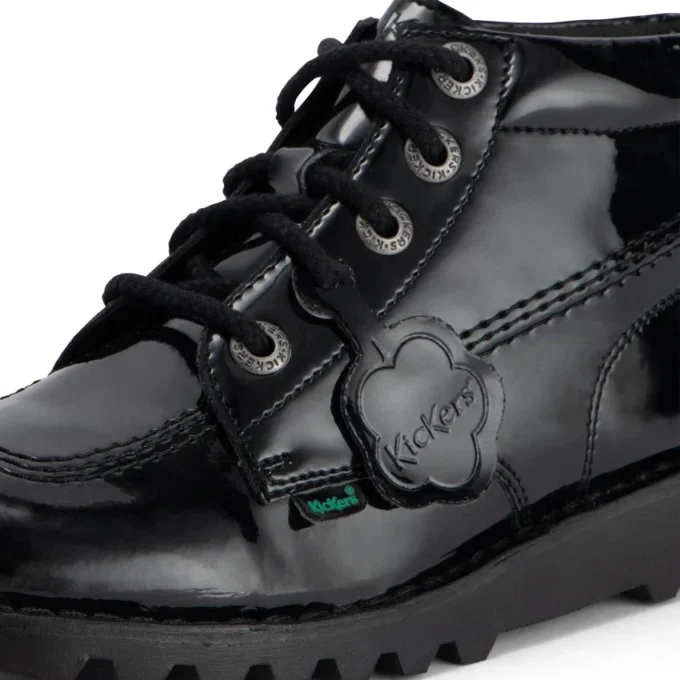 Adult Womens Kick Hi Leather Alternative Patent Leather Black