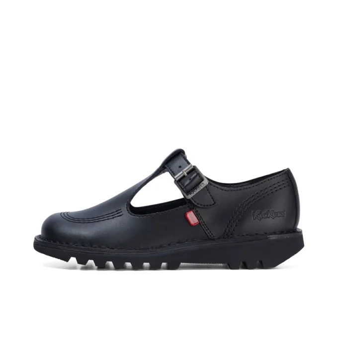 Adult Womens Kick T Bar Leather Black