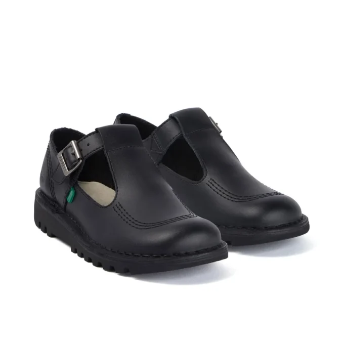 Adult Womens Kick T Bar Leather Black