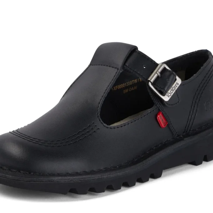 Adult Womens Kick T Bar Leather Black