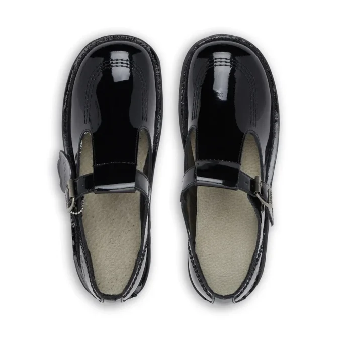 Adult Womens Kick T Bar Patent Leather Black