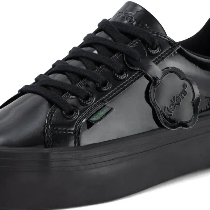 Adult Womens Tovni stack Leather Alternative Patent Leather Black