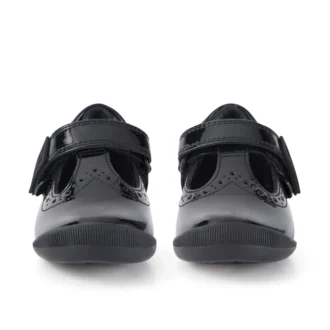 Infant Girls Bridie Brogue T-Vel Patent Leather Black