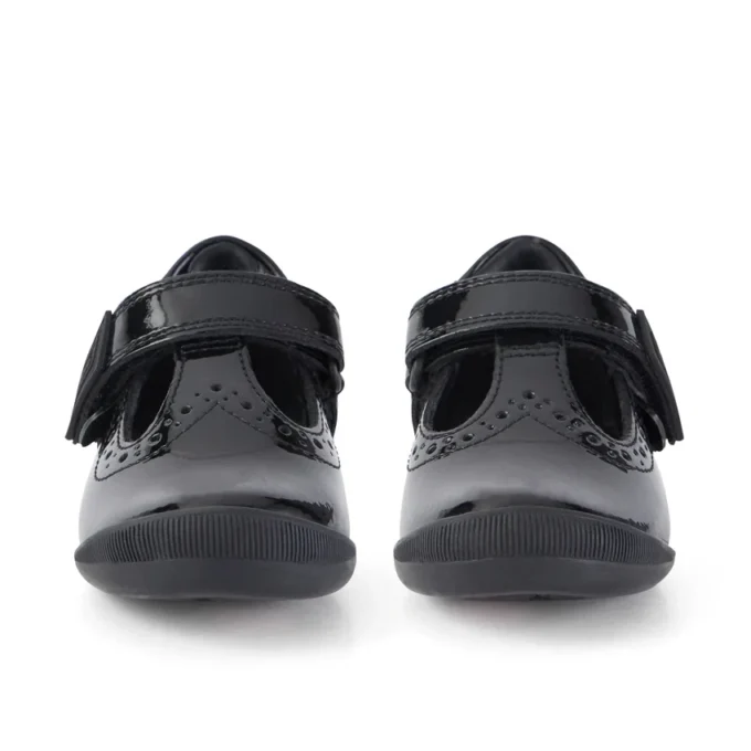 Infant Girls Bridie Brogue T-Vel Patent Leather Black