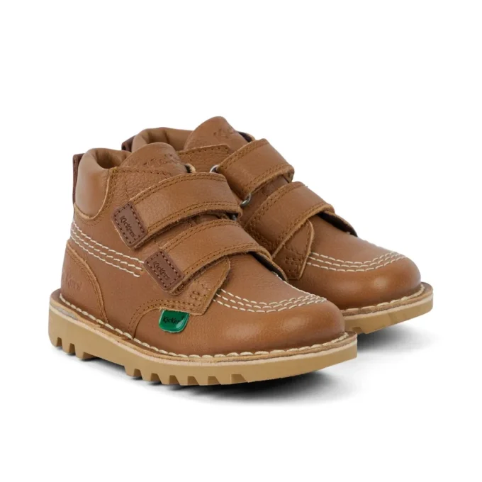 Infant Unisex Kick Hi Roll Leather Tan