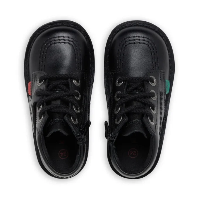Infant Unisex Kick Hi Zip Leather Black