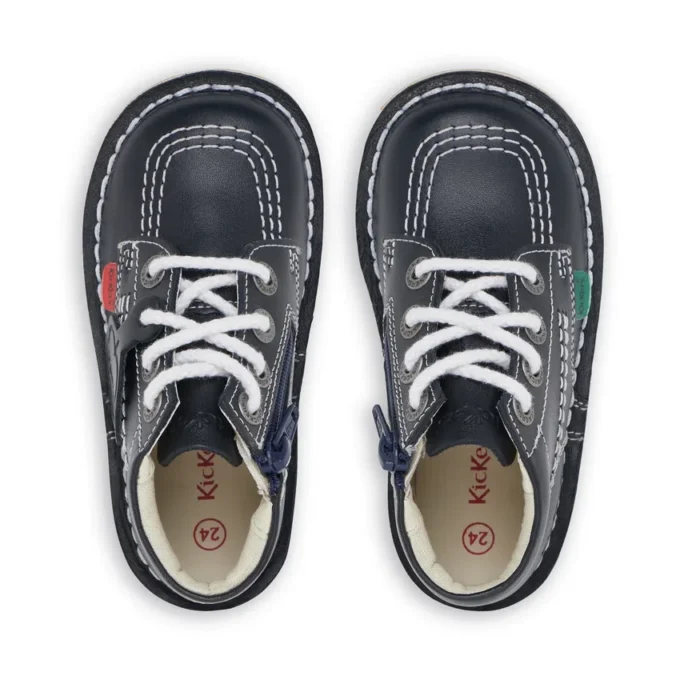 Infant Unisex Kick Hi Zip Leather Navy