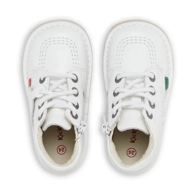 Infant Unisex Kick Hi Zip Leather White