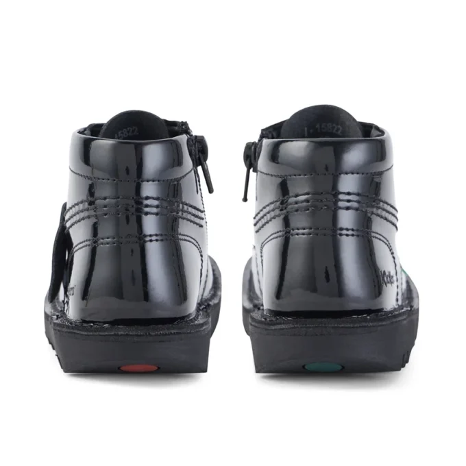 Infant Unisex Kick Hi Zip Patent Leather Black