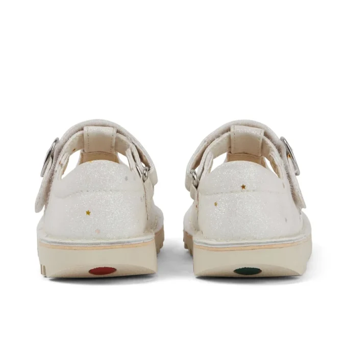 Infant Unisex Kick T-Bar Glitter Shoes White