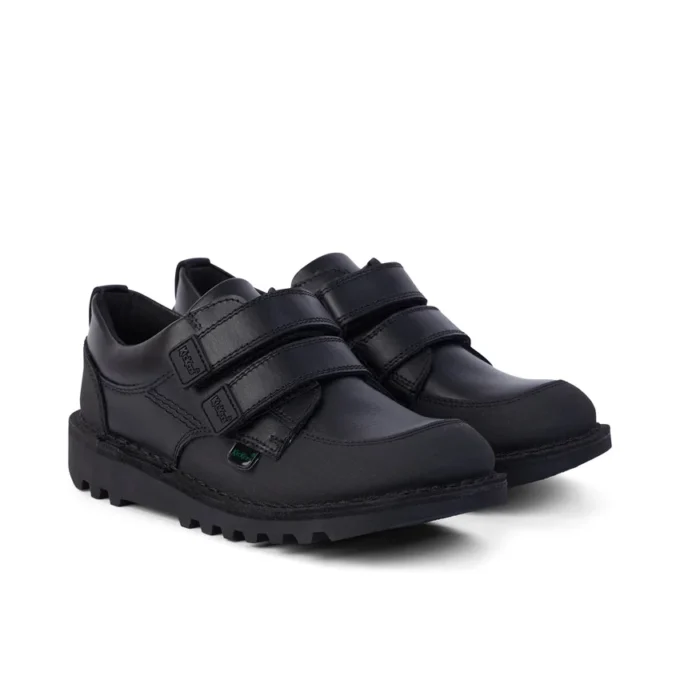 Junior Boys Kick Scuff Twin Leather Black