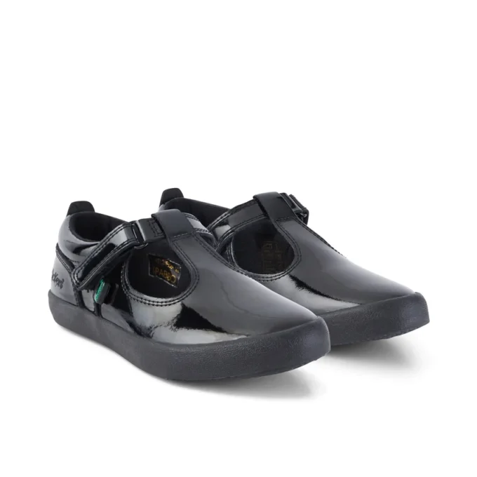 Junior Girls Kariko T Bar Patent Leather Black