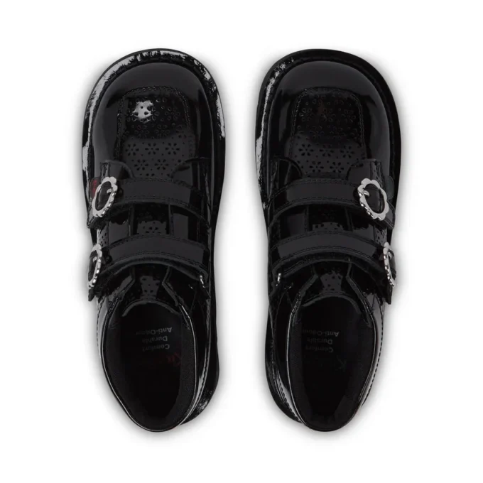 Junior Girls Kick Hi Meadow Patent Leather Boots Black