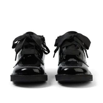 Junior Girls Kick Hi Ribbon Patent Leather Black