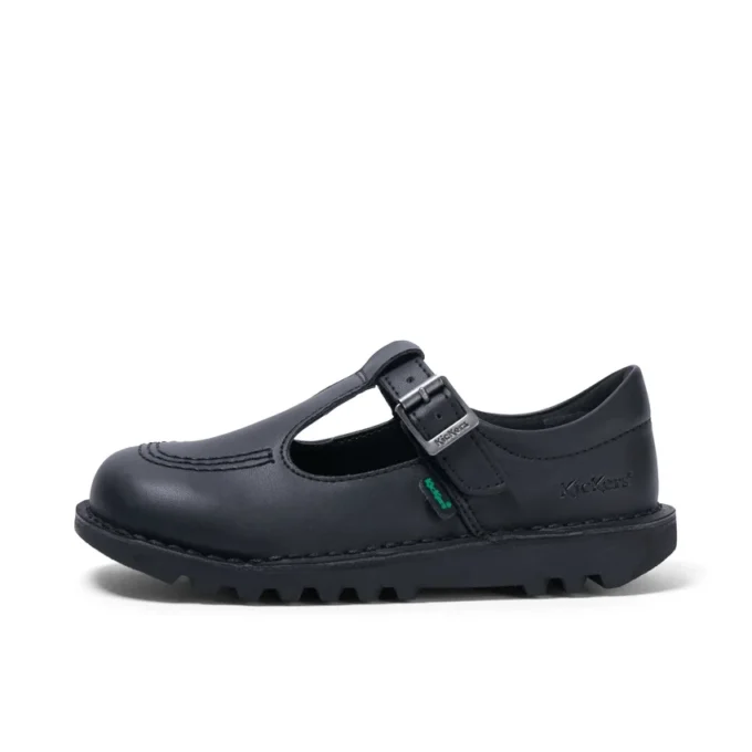 Junior Girls Kick T Bar Leather Alternative Black