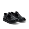 Junior Girls Kick T Bar Leather Alternative Patent Leather Black