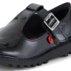 Junior Girls Kick T Bar Patent Leather Black