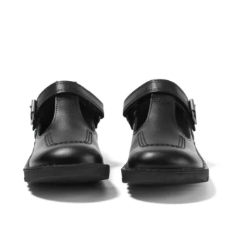Junior Girls Kick T Bar Vel Leather Black