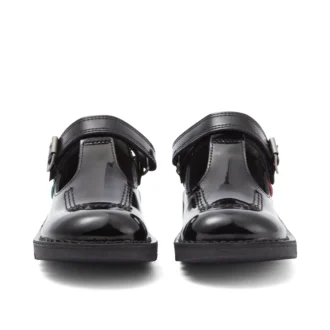 Junior Girls Kick T Bar Vel Patent Leather Black