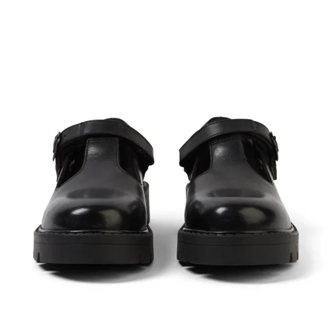 Junior Girls Kori T Bar Leather Black