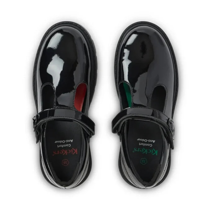 Junior Girls Kori T Bar Patent Leather Black