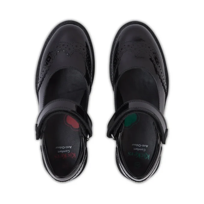Junior Girls Lachly MJ Brogue Patent Leather Black