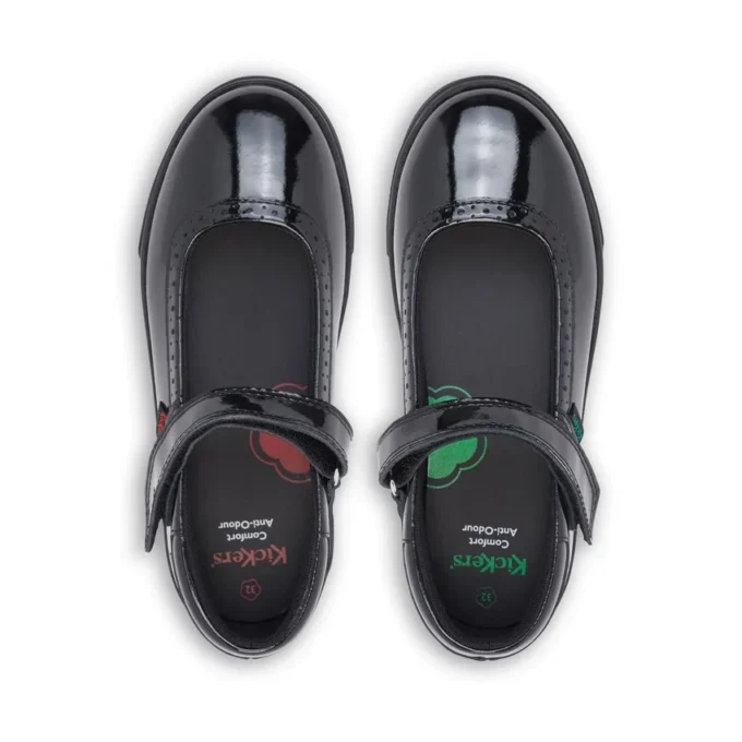 Junior Girls Tovni Brogue MJ Patent Leather Black