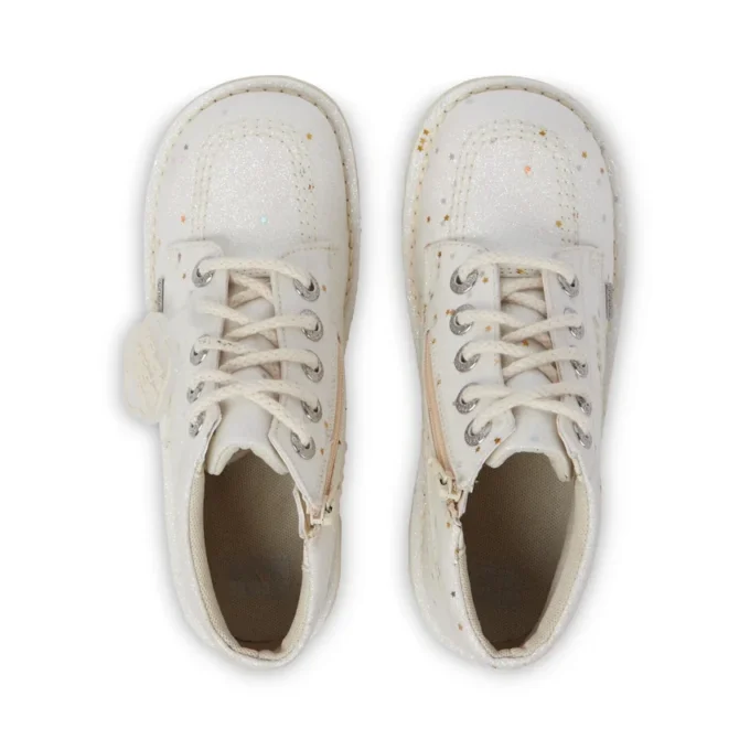 Junior Unisex Kick Hi Glitter Boots White