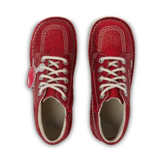 Junior Unisex Kick Hi Glitter Shoes Red