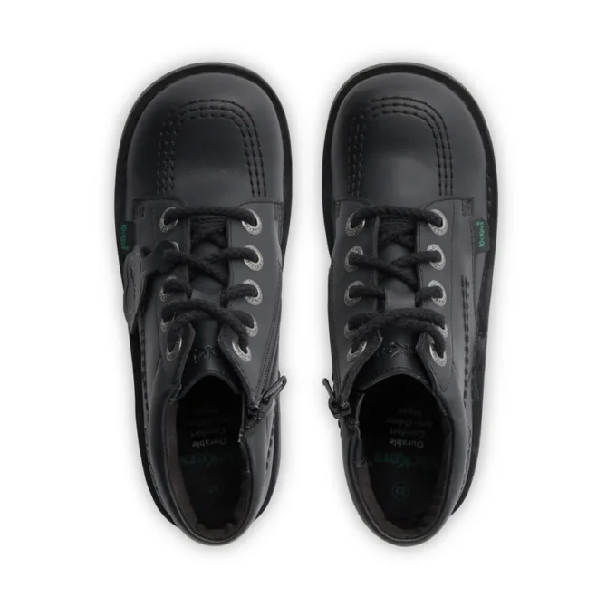 Junior Unisex Kick Hi Zip Leather Alternative Black