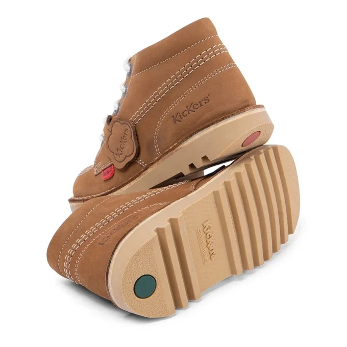 Junior Unisex Kick Hi zip Leather Tan