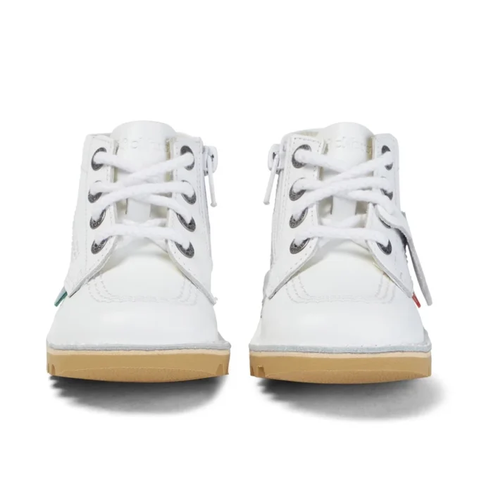 Junior Unisex Kick Hi Zip Leather White