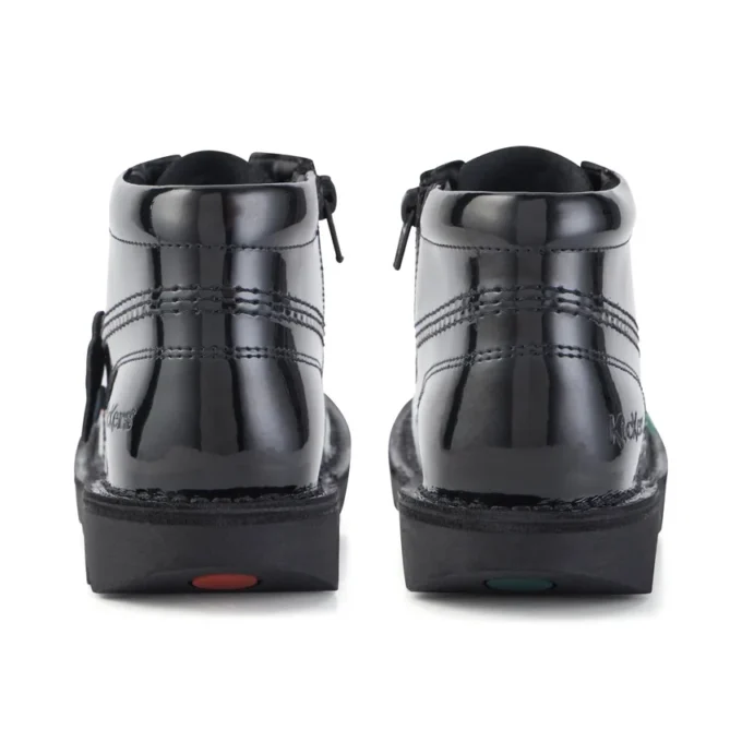Junior Unisex Kick Hi Zip Patent Leather Black