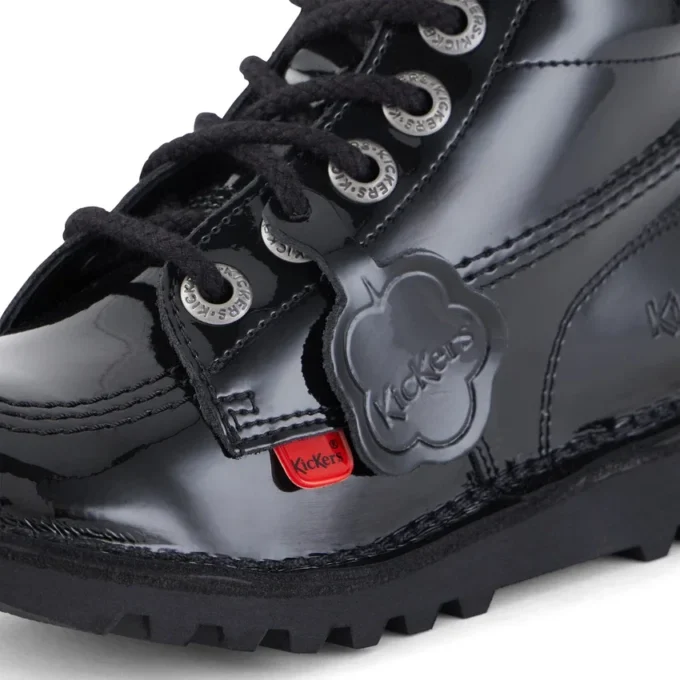 Junior Unisex Kick Hi Zip Patent Leather Black