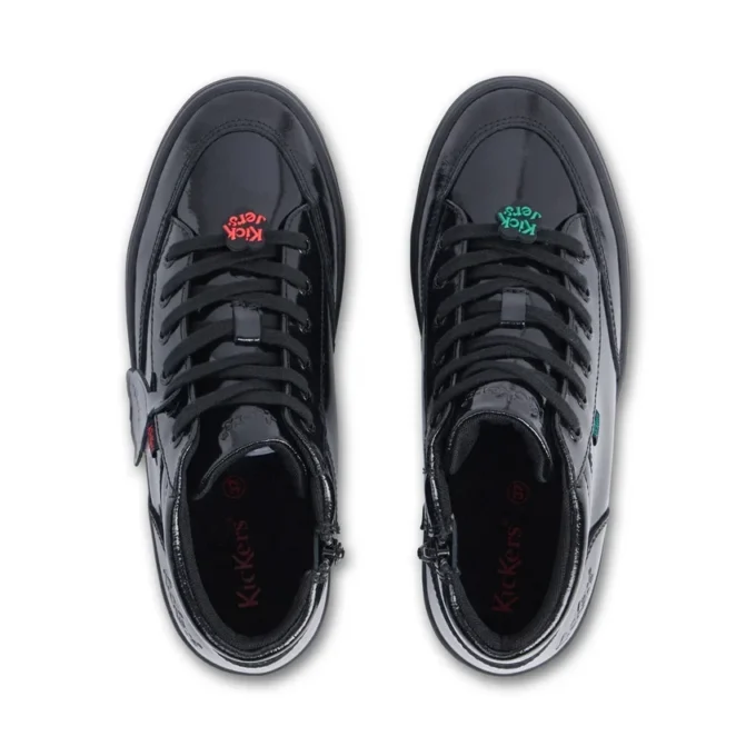 Youth Women Tovni Stack Hi Flower Patent Leather Black