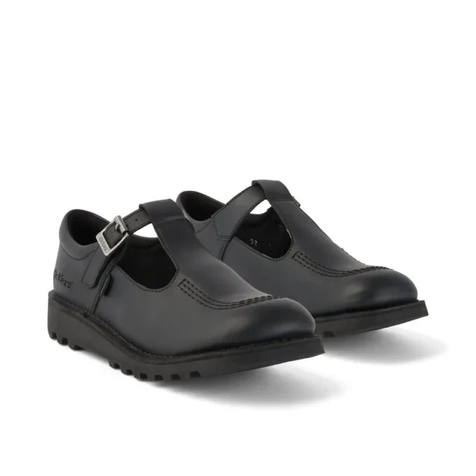 Youth Womens Kick T Bar Leather Alternative Black