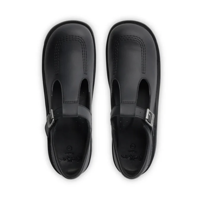 Youth Womens Kick T Bar Leather Alternative Black