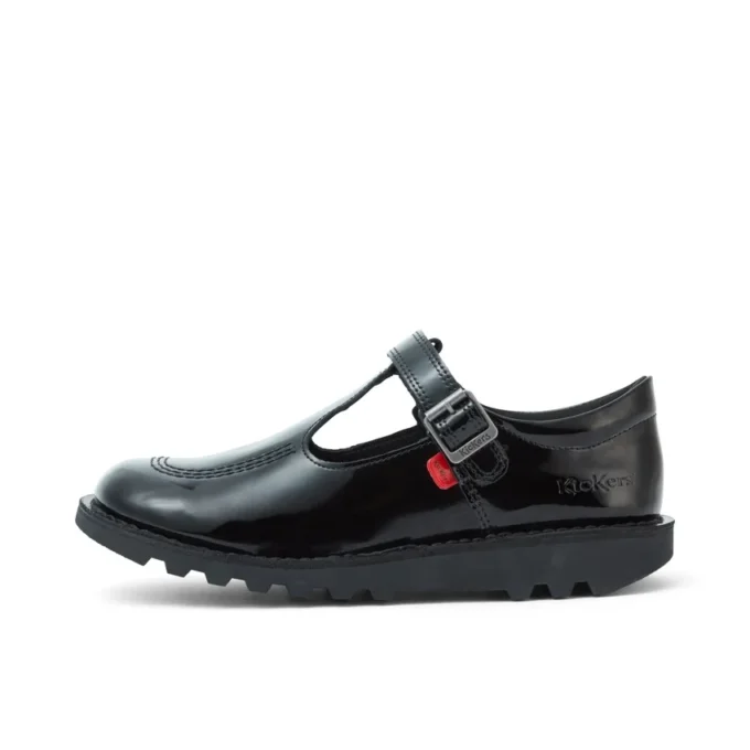 Youth Womens Kick T Bar Patent Leather Black
