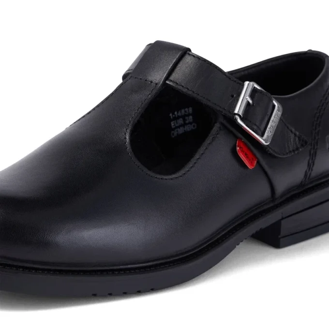 Youth Womens Lach T-Bar Leather Black