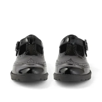 Youth Womens Lachly Brogue T Bar Patent Leather Black